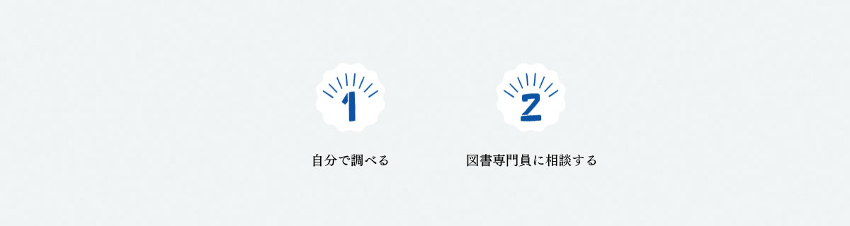 1自分で調べる2図書専門員に相談する