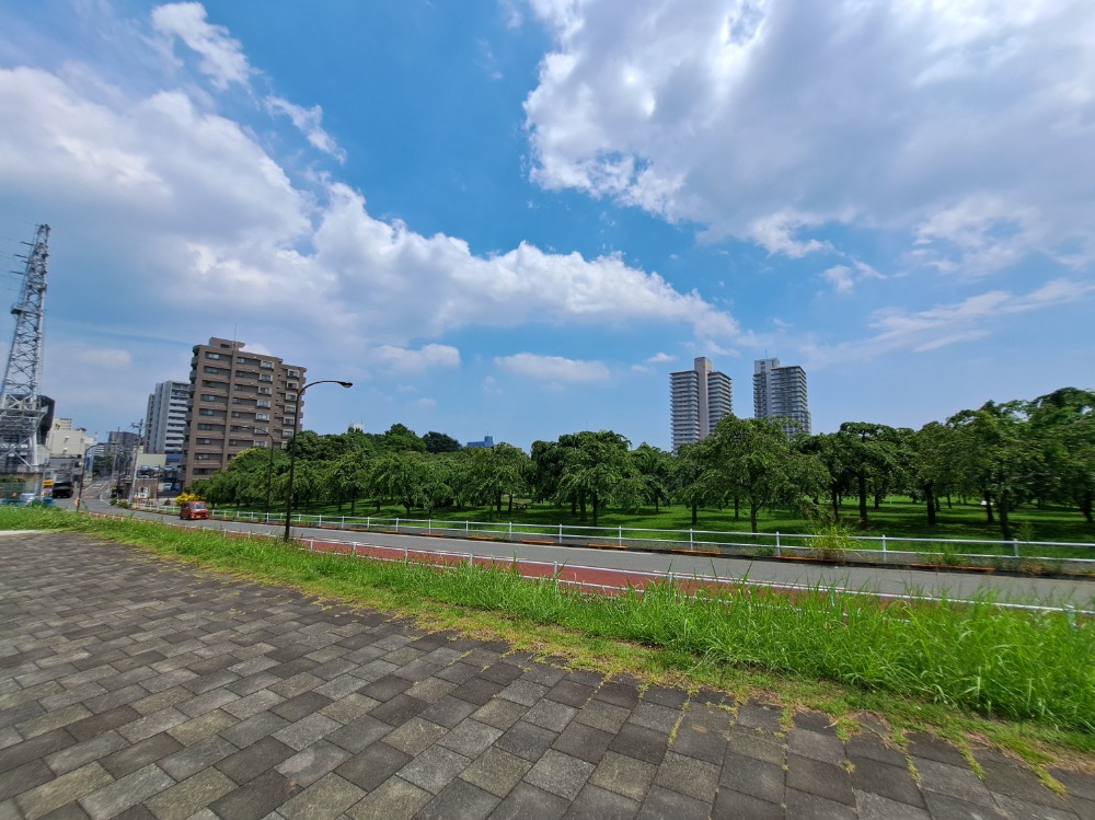 隅田川堤防から町屋5丁目方面